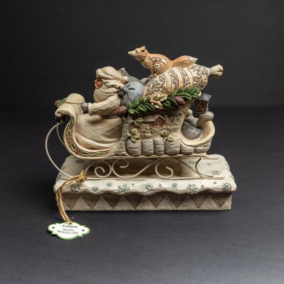 Jim Shore White Woodland Santa Sleigh Figurine – With Box – Large - Picture 5 of 8